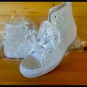 NEW Custom Converse high-tops wedding bling